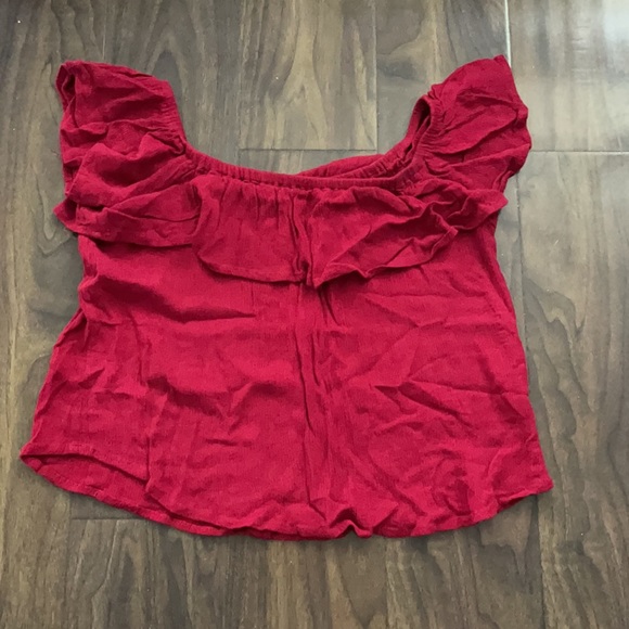 Red Streetwear Society Flowy Off Shoulder Top - Picture 5 of 12